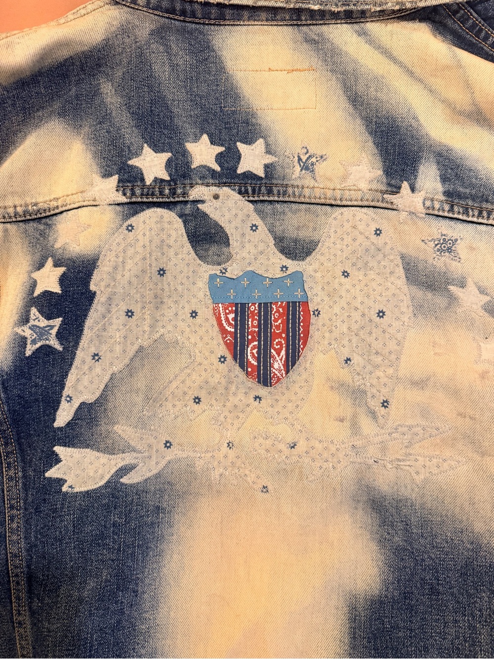 Vintage Ralph Lauren Acid-Wash Denim Jacket with Eagle Shield Patch - Picture 4 of 5